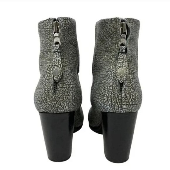 Rag & Bone Iron Classic Newbury Crackle Leather Zip Ankle Boots - Size 7 EU 37.5 - Picture 8 of 11